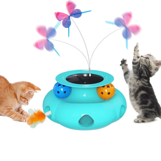 Electric Cat Toy, Interactive Cat Toys, Butterfly Rotation Balls Cat Feather Indoor Cat Toys