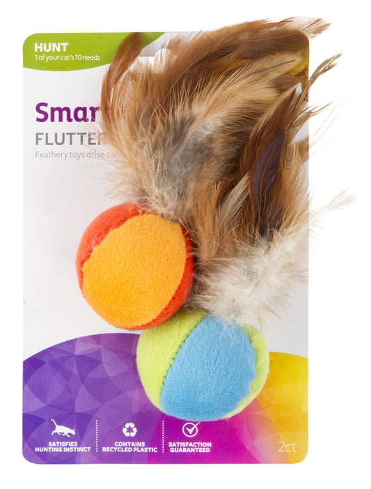 SmartyKat Flutter Ball Cat Toy Feather Ball 2 Pack